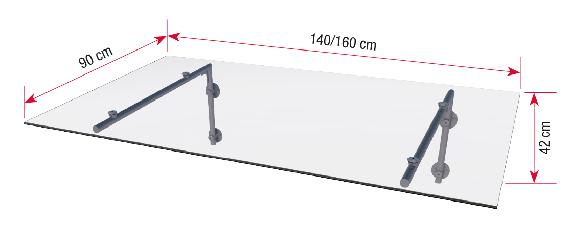 Edelstahlvordach HD-L bemaßt