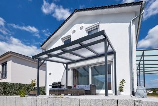 Terrassendach Premium 4x3m anthrazit PC klar freistehend