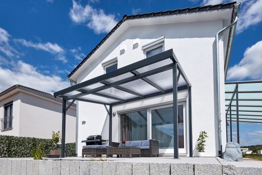 
                                                            Terrassendach Premium 4x3m anthrazit PC klar freistehend
                                                    